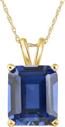 Pompeii3 7 1/2Ct Blue Sapphire Diamond Solitaire Pendant 14k Gold Necklace Lab Grown