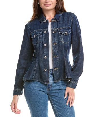 7 For All Mankind Denim Flounce Trucker Jacket