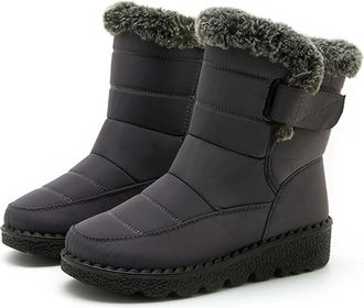 Generic Womens Waterproof Winter Boots Gray Non-slip Warm Snow Boots for Women Casual Fur Lined Boots, Size 8.5 UK