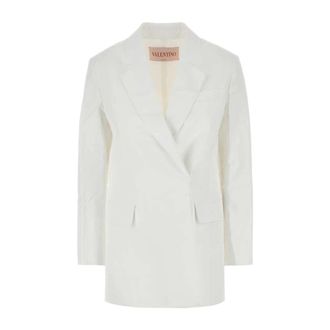 Valentino Garavani Compact Poplin Blazer - Dames - Blazers - Wit - 2XS - Katoen - Jassen