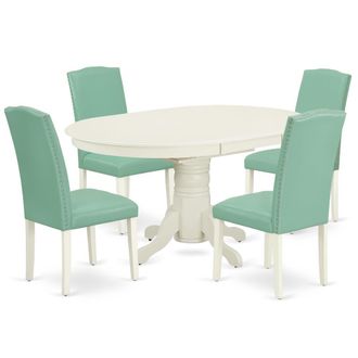 East West Furniture Dining Room Set Linen White, AVEN5-LWH-57