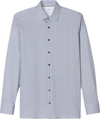 Olymp katoenen Olymp overhemd blauw geprint normale fit