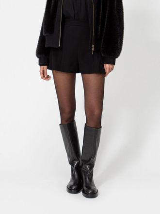 Twinset High-Waisted Slim Fit Cr&ecirc;pe Shorts with Side Zip