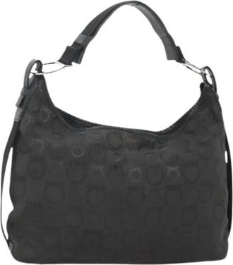 Ferragamo Pre-owned Shoulder Bags, female, Black, Size: ONE SIZE Pre-owned Canvas Shoulder Bag