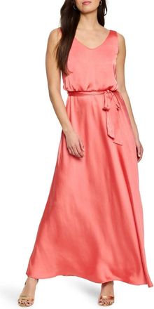 Nic+Zoe NIC+ZOE Day Gloss Bianca Maxi Dress Womens Guava Tie Waist V-Neck KFC1016