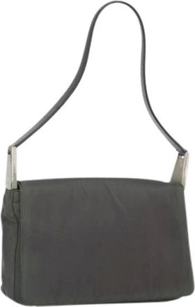 Prada Pre-owned Shoulder Bags, female, Gray, Size: ONE SIZE Pre-owned Nylon Shoulder Bag