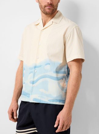 Lacoste Mens Painted stripe camp shirt