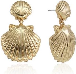 Ettika Double Scallop Shell Drop Earrings in Gold at Nordstrom Rack