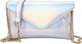Generic Holographic Crossbody Bags for Women Leather Clutch Purse Fashion Flap Envelope Bag Elegant Evening Bags (Silver)