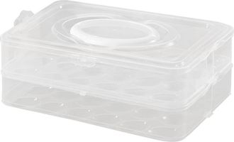 OEM Contenedor De Almacenamiento Para Huevos - 2 Niveles - 48 Posiciones - Con Tapa Herm&eacute;tica Y Asa - Pl&aacute;stico Sin Bpa - Apto Congelador Lavavajillas Micr