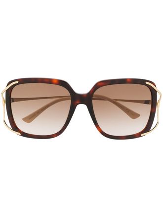 Gucci Zonnebril met vierkant montuur - Bruin