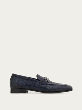 Ferragamo Men Moccasin with Gancini ornament Blue Size 12.5
