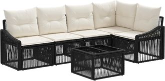 vidaXL Conjunto De Sof&aacute;s De Jard&iacute;n 6 Uds. Negro Rat&aacute;n Sint&eacute;tico Vidaxl
