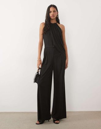 Ralph Lauren Tuta jumpsuit da sera senza maniche nera-Nero