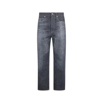 Roberto Cavalli Straight Jeans, male, Black, Size: W33 Baby Jaguar Print Jeans