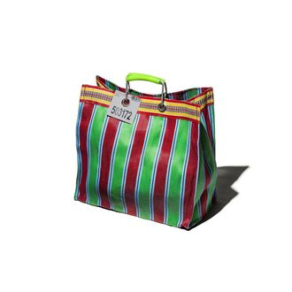 Puebco Green x Red Square/d Recycled Plastic Stripe Bag