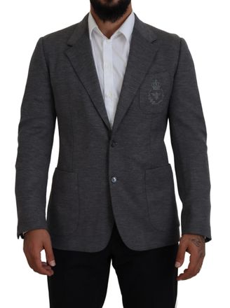 Dolce & Gabbana Mens Gray Blazer Embroidered Bee Classic Fit - Grey Wool - Size EU 44 (Mens)