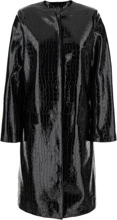 Toteme Croco Embossed Coat - Dames - Mantel - Zwart - S - Leer - Jassen