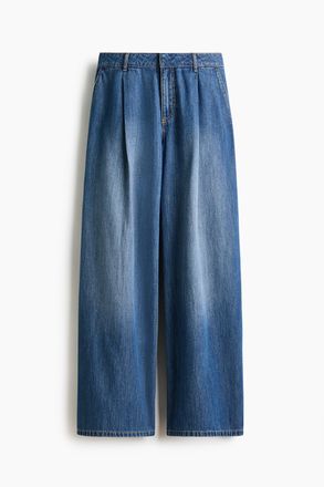 H&M Loose Fit Wide Regular Jeans - Denimblau