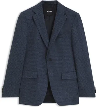 BOSS Patterned slim-fit blazer in a wool-cashmere blend