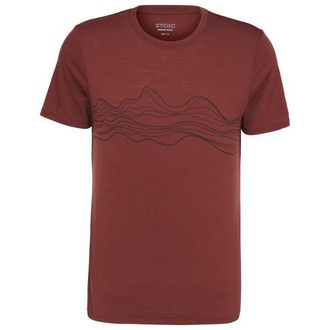 Stoic Merino155 LaholmSt. Print T-Shirt Lines Merinoshirt f&uuml;r Herren | rot