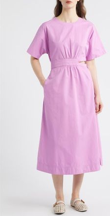 FRNCH Mavera Cutout Poplin Midi Dress in Violine at Nordstrom, Size X-Small