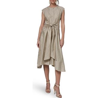 DKNY Embroidered Handkerchief Hem Midi Dress in Tuscan Grey at Nordstrom, Size X-Small