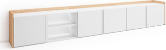 Skraut Home Skraut Home - Mueble Tv, Televisi&oacute;n, Muebles De Sal&oacute;n, Almacenaje, 309x35x50cm, Para Tv Hasta 80, Led, Estilo Moderno, Blanco Y Roble Soft