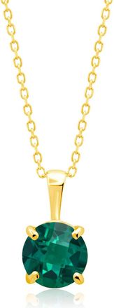 MAX + STONE 14k Yellow or White Gold 6mm Gemstone Round Pendant Necklace with 18 Inch Chain