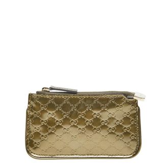 Gucci Gold Patent Leather Micro Gg Leather Coin Purse/Coin Case (Pre-Owned)