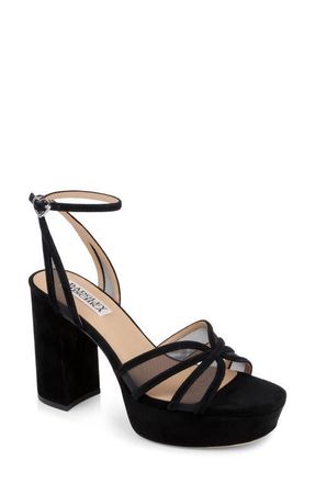 Badgley Mischka Yohana Platform Ankle Strap Sandal in Black Suede at Nordstrom, Size 8.5