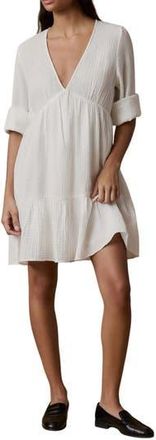 Faherty Dune Oceana Long Sleeve Organic Cotton Gauze Dress in White at Nordstrom Rack, Size Xx-Large