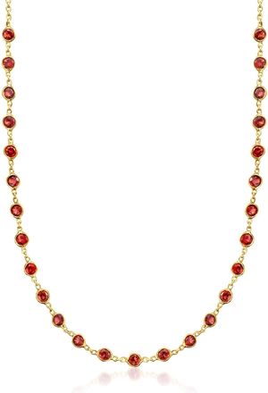 Ross-Simons Bezel-Set Garnet Necklace in 18kt Gold Over Sterling