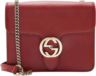 Gucci Grained Calfskin Interlocking G Small Shoulder Bag (Authentic Pre-Loved)