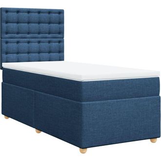 vidaXL Cama Box Spring Con Colch&oacute;n Tela Azul 100x200 Cm Vidaxl