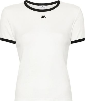 Courr&egrave;ges Contrast-trim Cotton T-shirt