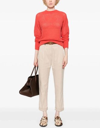 PESERICO Womens Cropped Tapered Trousers Aw24 W