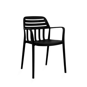 Koketto Home Silla apilable en polipropileno negro con reposabrazos
