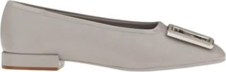 Ferragamo Womens Chunky Buckle Ballet In Grey