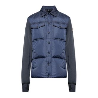 Moncler Cardigans, male, Blue, Size: XL Turtleneck Cardigan with Down Insert