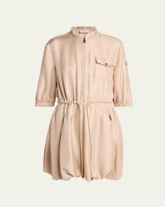 Moncler Silk Twill Mini Shirtdress