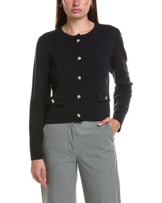 Bruno Magli Cropped Crewneck Wool Jacket