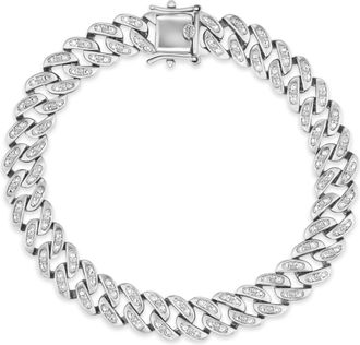 The Diamond Store 7 Inch Havana Cuban Lab Diamond Bracelet 0.40ct Cuban Lab Diamond Set in 925 Silver