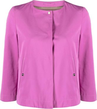 Herno collarless cropped-sleeve jacket - women - Acetate/Polyester/Cotton/Polyester - 38 - Pink