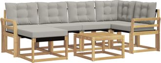 vidaXL Conjunto De Sof&aacute;s De Exterior 7 Uds. Blanco Y Gris Claro Vidaxl