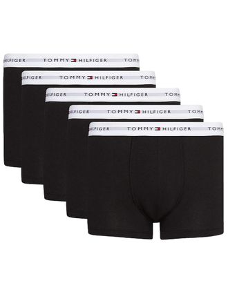Tommy Hilfiger Mens Tommy Hilfiger 5-Pack Signature Cotton Boxer Trunks, Black - Size: 32/30/31