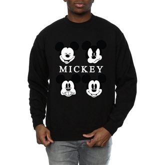 Disney Heren Vier Hoofden Mickey Mouse Katoenen Sweatshirt (Zwart)