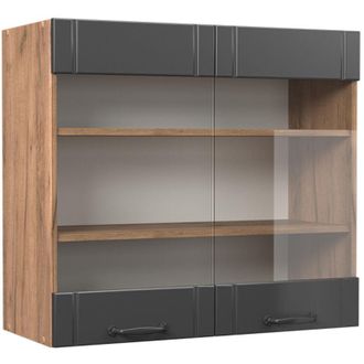 Vicco Armario De Cocina Con Vidrio Fame-line, Gris Oscuro, 80 Cm, Vicco