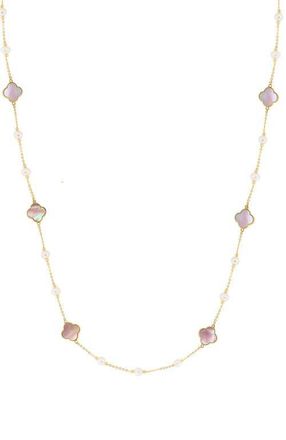 Effy 14K Yellow Gold Mother-of-Pearl Clover Station Necklace in 14K Gold at Nordstrom, Size 18