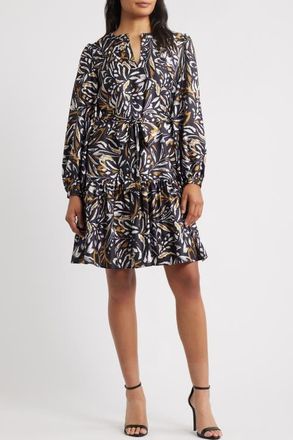 Julia Jordan Floral Long Sleeve Dress in Black Multi at Nordstrom, Size Medium